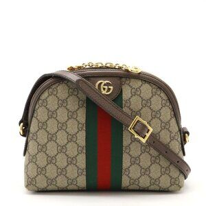 Authentic Gucci GG Supreme Ophidia Sherry Line Crossbody Bag Web Canvas Brown